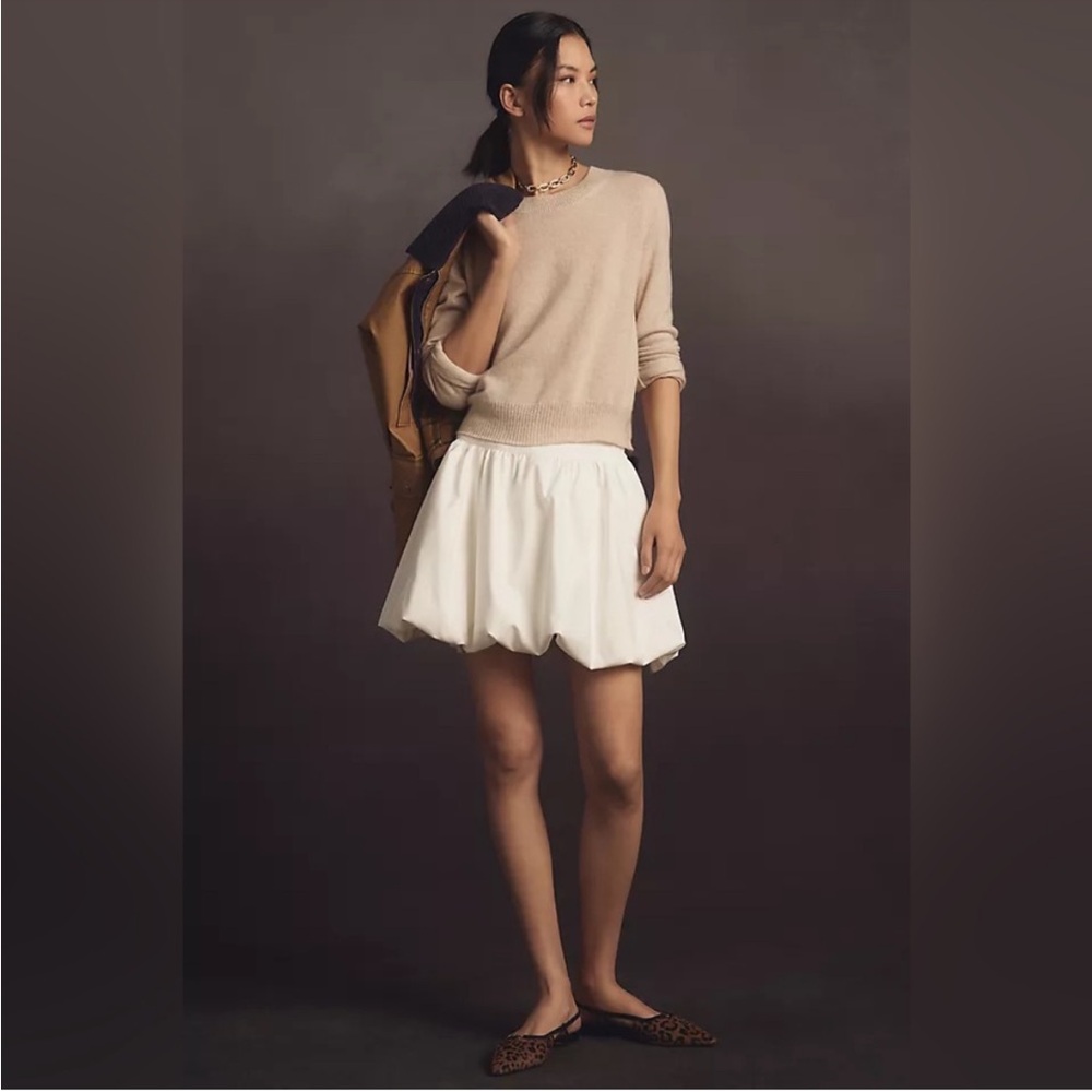 Reformation Dana Cashmere Crew Sweater in Light Sand - Picture 4 of 7